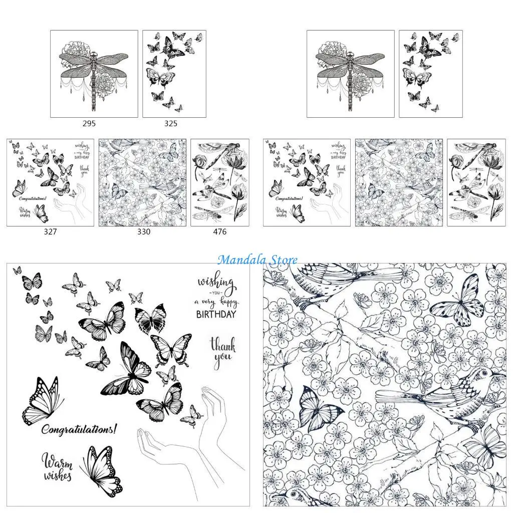 

U2JC Silicone Transparent Clear Stamp for Butterfly Embossing Stencil Set