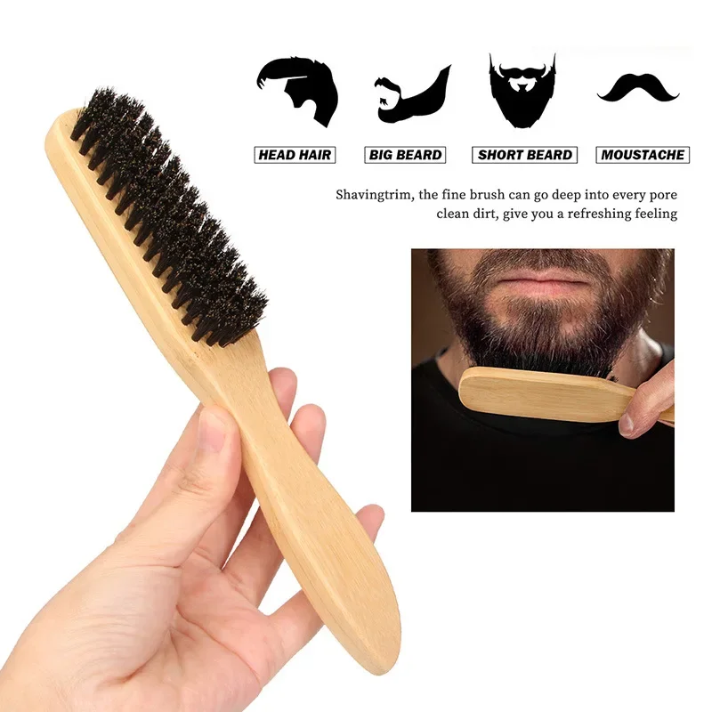 فرش لحلاقة اللحية بمقبض خشبي للرجال ، فرشاة تنظيف الشعر الخشن ، فرشاة حلاقة مضادة للساكنة ، مشط تصفيف الشعر ، فرشاة تصفيف الشعر