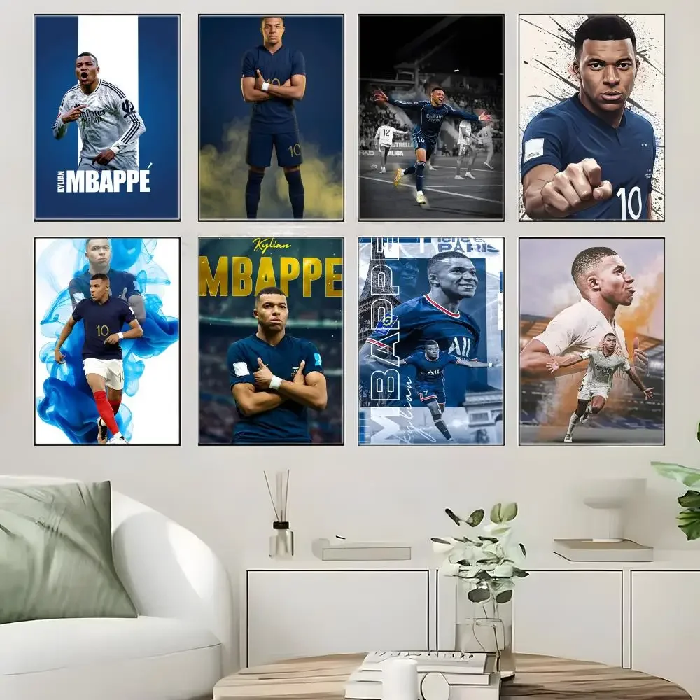 Athlete K-KylianS MbappeS Poster Self-adhesive Art Waterproof Paper Sticker Coffee House Bar Room Wall Decor