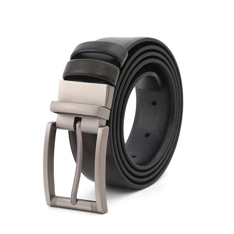 Classic Business Mens Belt Reversible Leather Waistband Adjustable Pin Buckle Durable Strap Stylish Professional Accessory