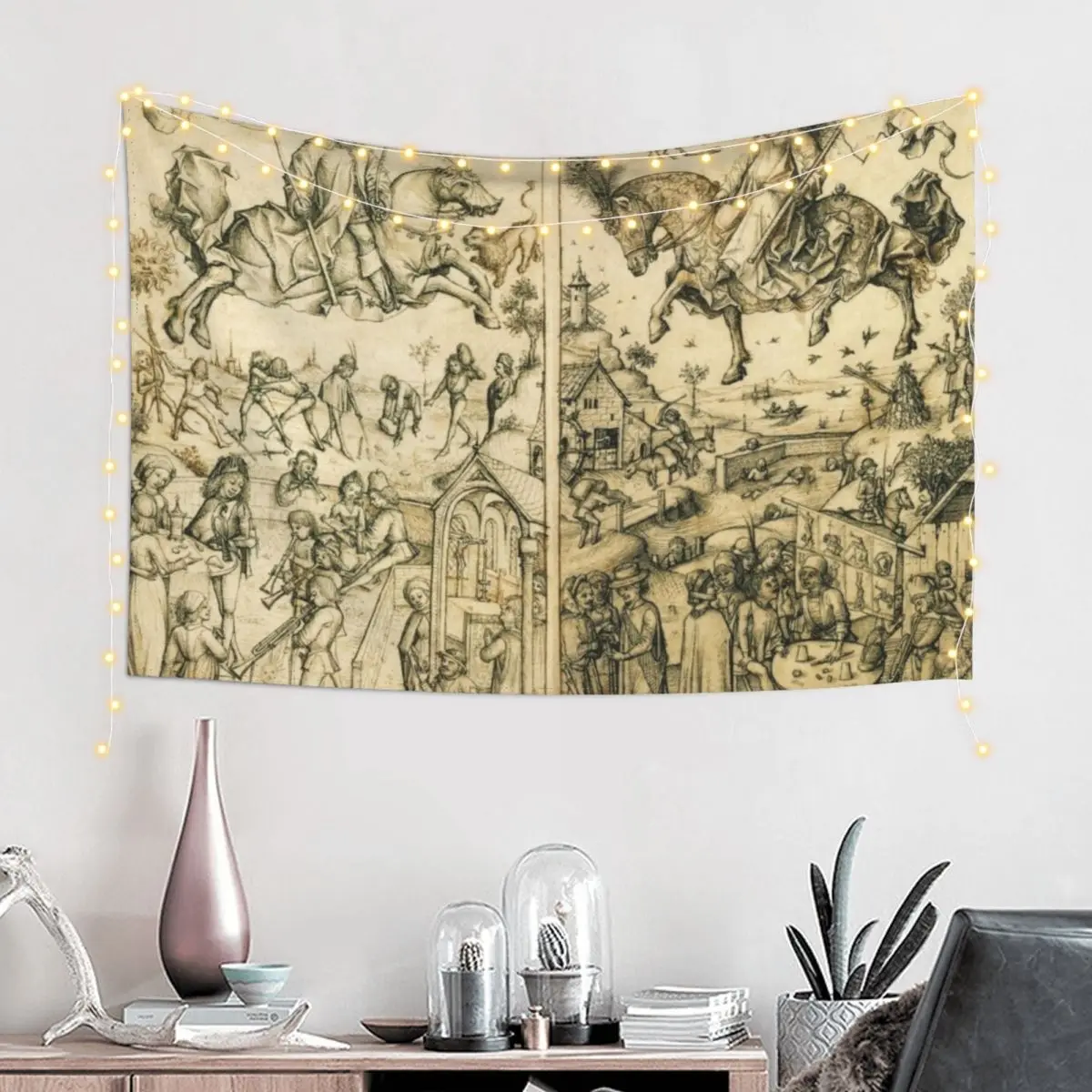 

SUN AND MOONAntique Black White Astrology Drawings Tapestry House Decor Bedroom Decor Tapestry