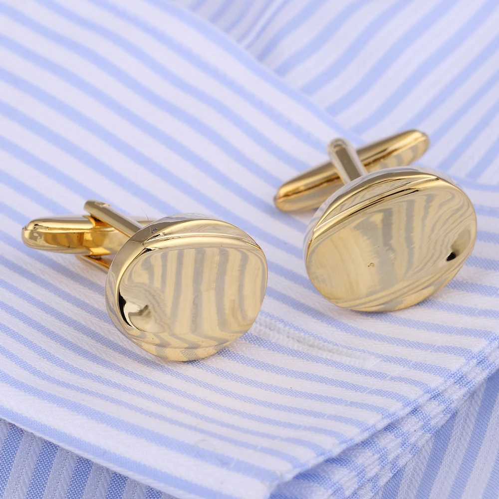 VAGULA Funny Cufflinks 24K Gold-color Bean Shape Button Luxury Brand Bonito Gemelos Men Jewelry Hot Selling Cuff links 368
