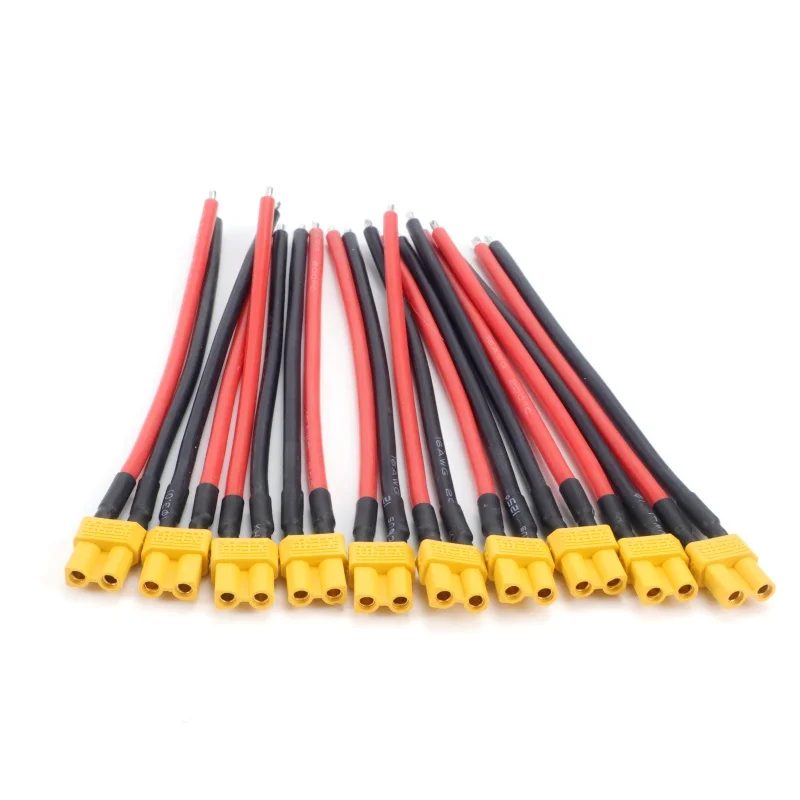 XT30 Pigtail Plug Male and Female Connector with 100mm 16AWG Tinned Wire Cable for RC Fixed Wing Lipo Battery FPV Drone Charger