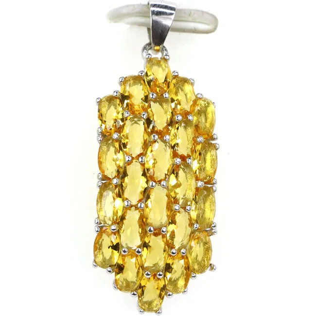 34x14mm Silver 3.0g Real Green Emerald Blue Sapphire Violet Tanzanite Blood Ruby Citrine Real 925 Solid Sterling Silver Pendant
