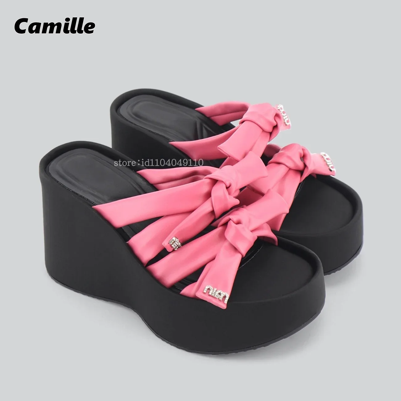 

Mixed Color With Peacket 12CM Heel Beach Slippers 2025 New Size 35-40 Sexy Daily Casual Slides Open Toe Non-Slip Lady Sandals