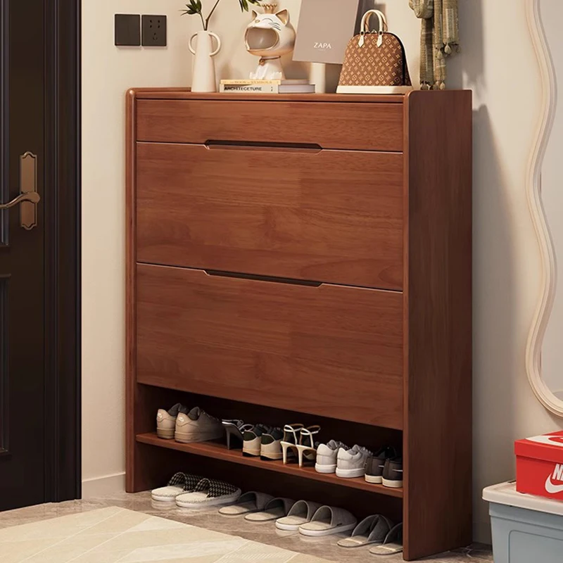 

Modern Solid Wood Shoe Cabinet Japanese Wood Living Room Vestibule Narrow Shoe Cabinet Storage Home Furniture Zapatero FYSC
