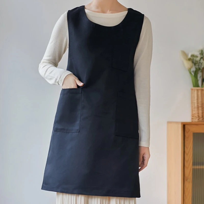 Japanese Retro Women\'S Apron Polyester Apron Dress Coffee Shop Kitchen Cooking Flower Shop Men\'S And Women\'S Aprons