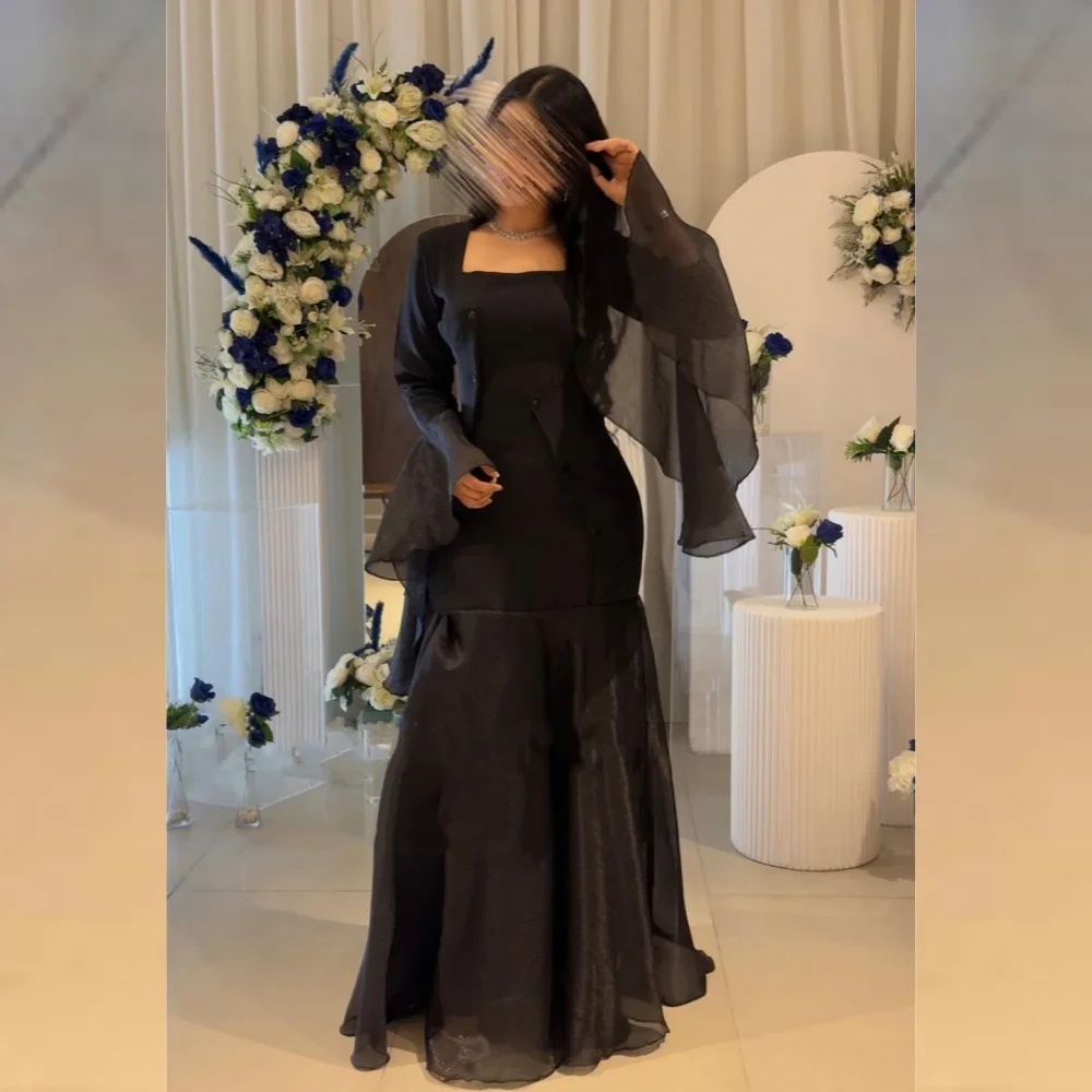 Customized Prom Gown Jersey Draped Ruffles Ruched Evening A-line Square Collar Exquisite High Quality Occasion Gowns Long Dress