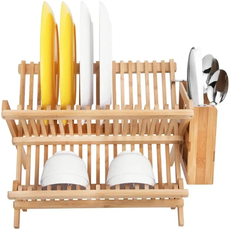 

Foldable drying rack with cutlery holder