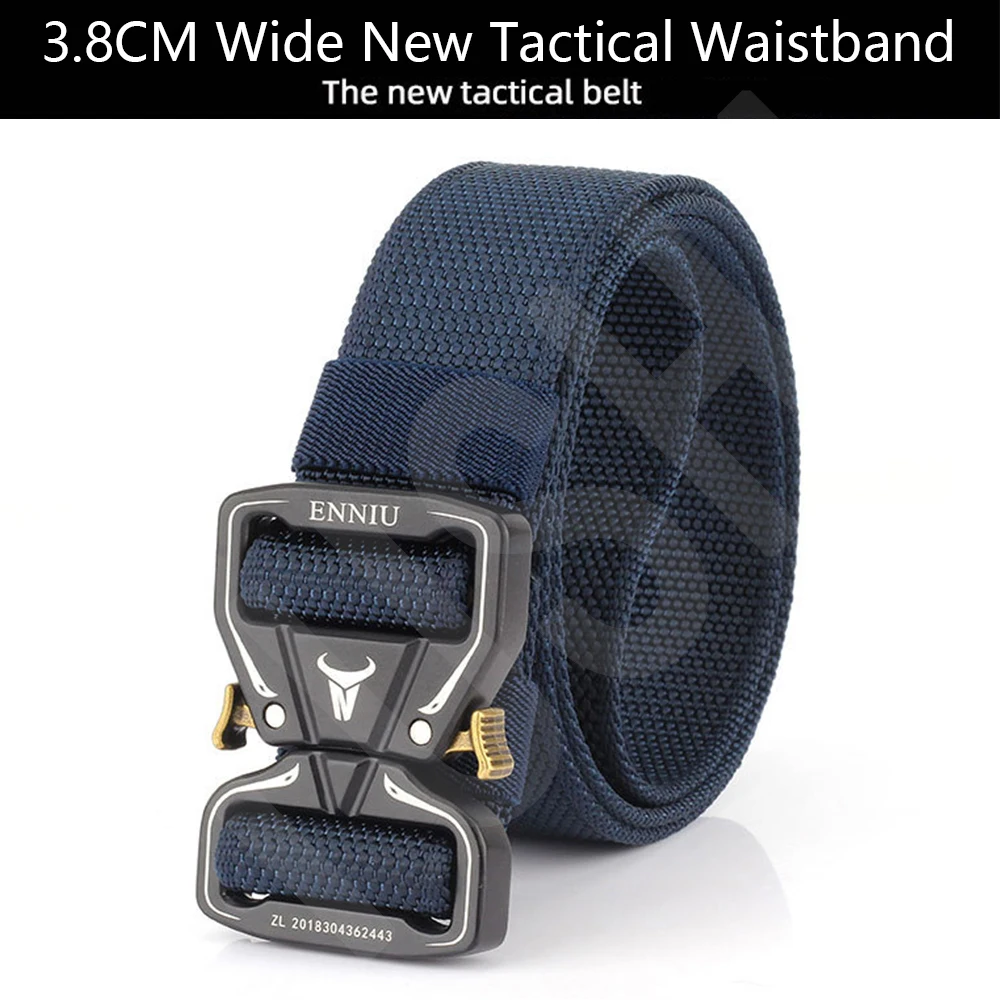 TUSHI Tactical Belt Alloy Buckle Quick Release Elastic Belt Casual Nylon Tooling Training Belt Men Trousers Belt