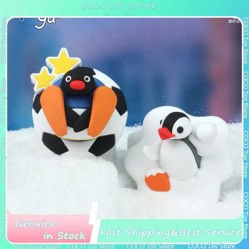 Pingu Penguin Family Fun Ski Series Blind Box Magnetic Fridge Sticker Cute Design Anime Doll Home Decor Fashion Trendy Toy Gift