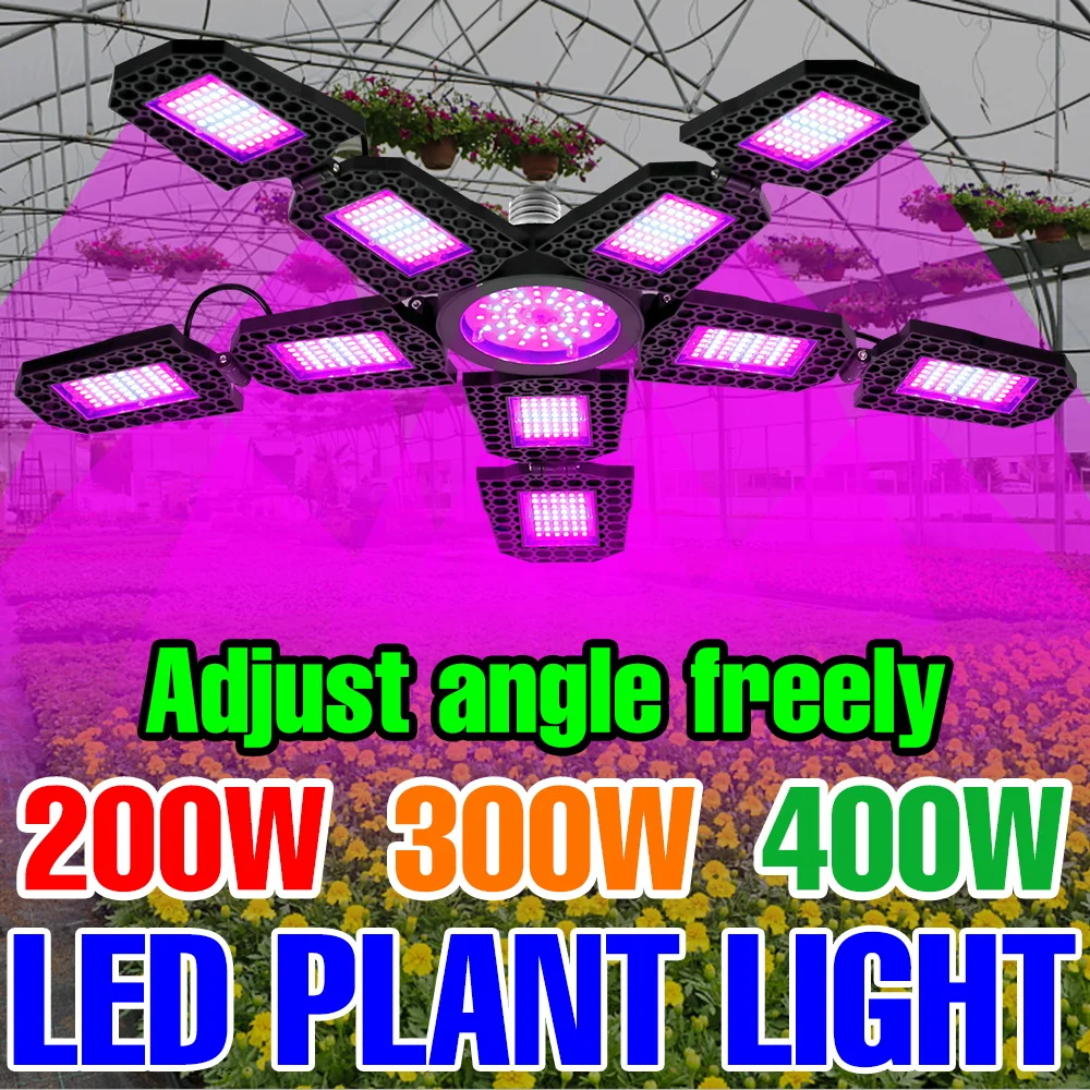 

Светодиодная лампа для растений 400 Вт, складная, полный спектр, E27/E26, для гидропоники, теплиц, выращивания овощей, цветов и фруктов
