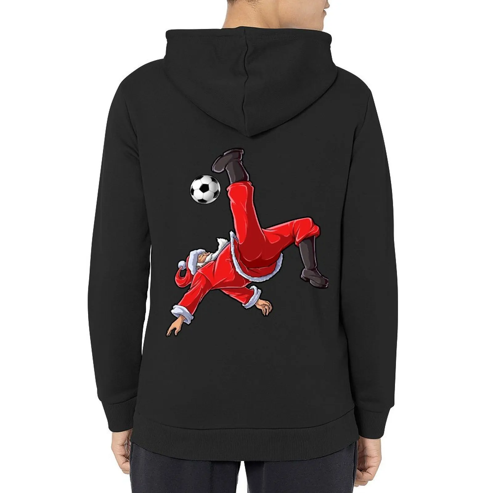 

Santa Soccer Shirt Bicycle Kick Santa Claus Funny Xmas Sport Gifts Hoodie clothes for men male clothes big size hoodie