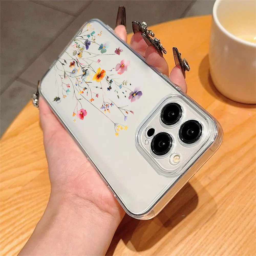 Soft Silicone Phone Case For iPhone 11 12 13 14 15 16 17 Pro Xs Max Mini 8 7 6 6s Plus 16e 17e Air Flower Print Anti-Fall Cover view 4