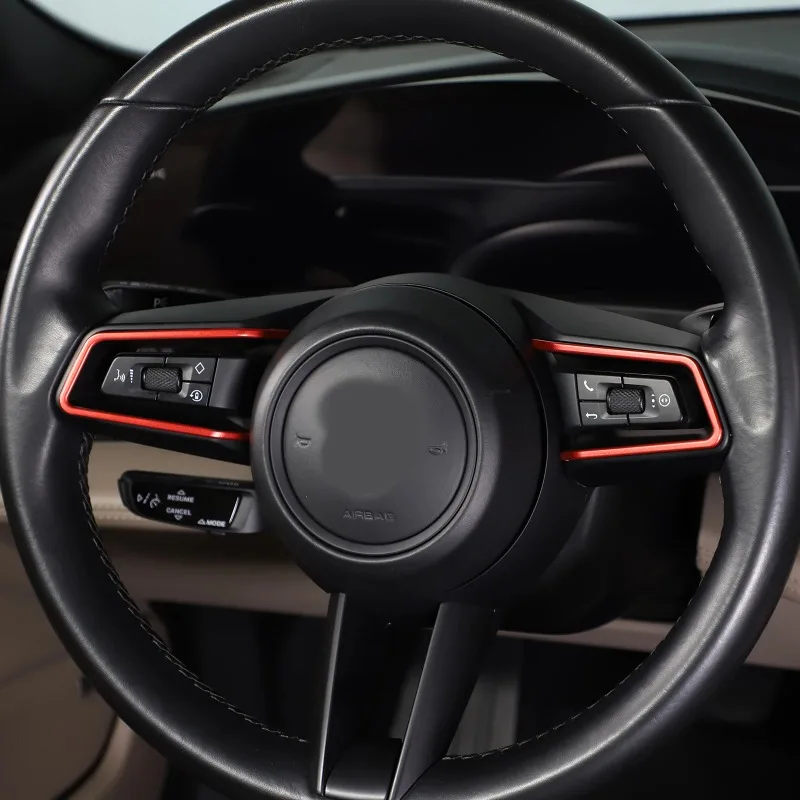 

For Porsche Macan 2022-2024 Aluminum Alloy Silver Car Steering Wheel Button Frame Trim Sticker Interior Car Accessories