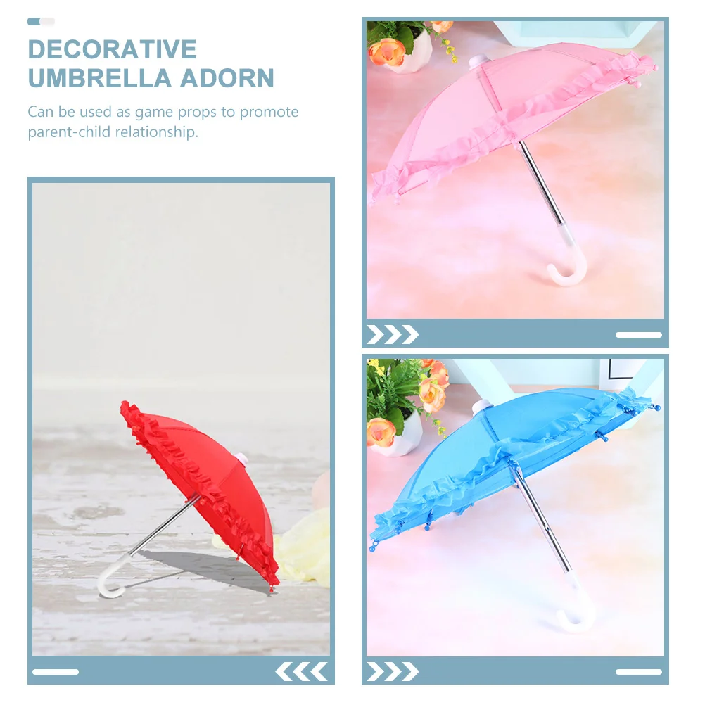 4 Pcs Mini Umbrella Kid Toy Cute Decor Tiny Umbrellas Kids Photography Prop Plastic Children Decorative Adorn Bride Lace