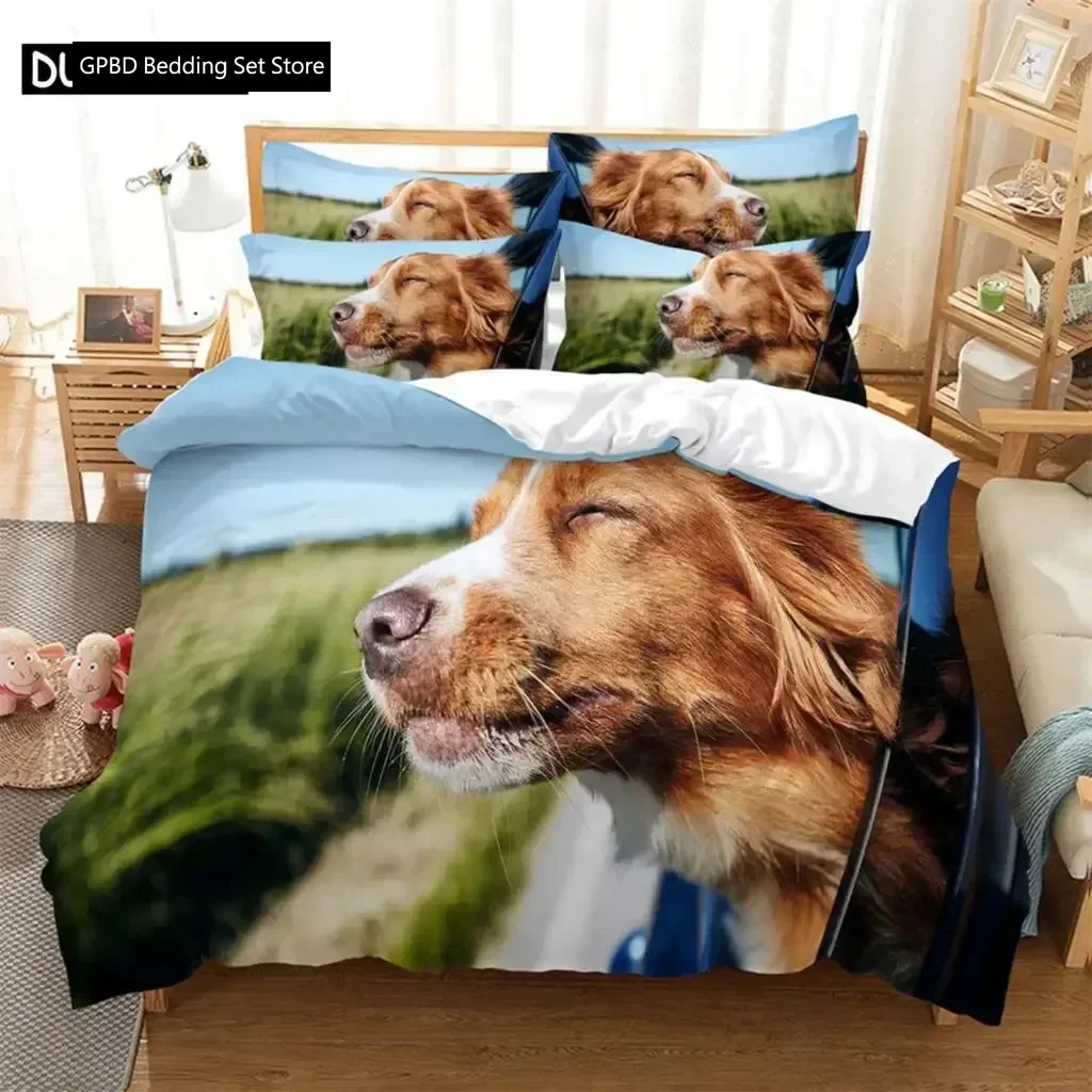 

Dog Comfortable Duvet Quilt Cover Pillowcase Bedding Set Children Bedroom Decoration Home Textile