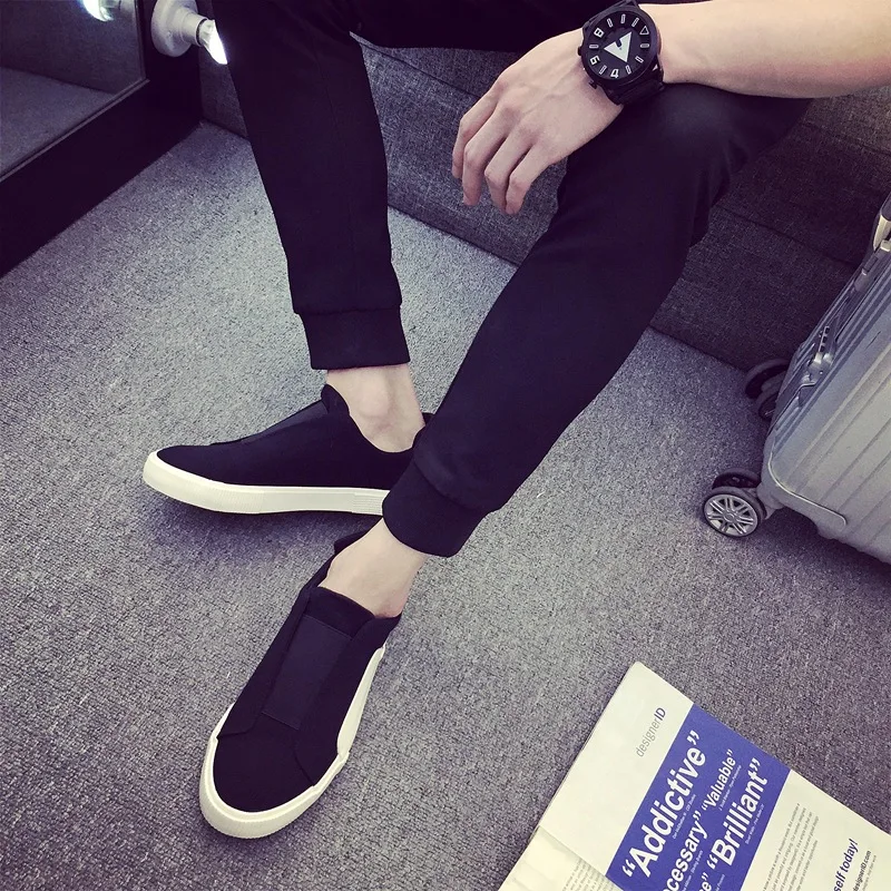 Fashion Sneakers Men Cloth Shoes Mens Causal Shoes Flat Cool Street Style Male Footwear Black White N014