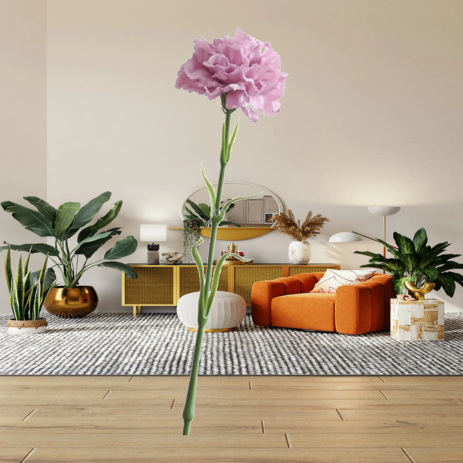 Simulation Carnation Moisturizing Process Real Flower Imitation Silk Cloth Stem for Dining Room Arrangement