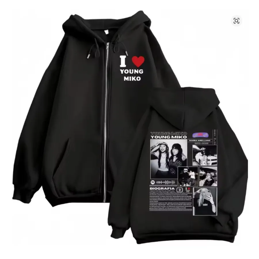 Rapper Young Miko Merch Zip Up Hoodies High Quality Fashion Long Sleeve Zipper Sweatshirts Men Women Casual Loose Pullovers