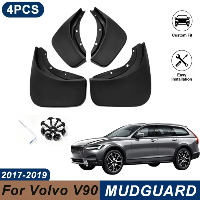 4PCS Car Mud Flaps For Volvo V90 2017-2019 Waterproof Anti-Splash Fender Mudguards Auto Exterior Accessories