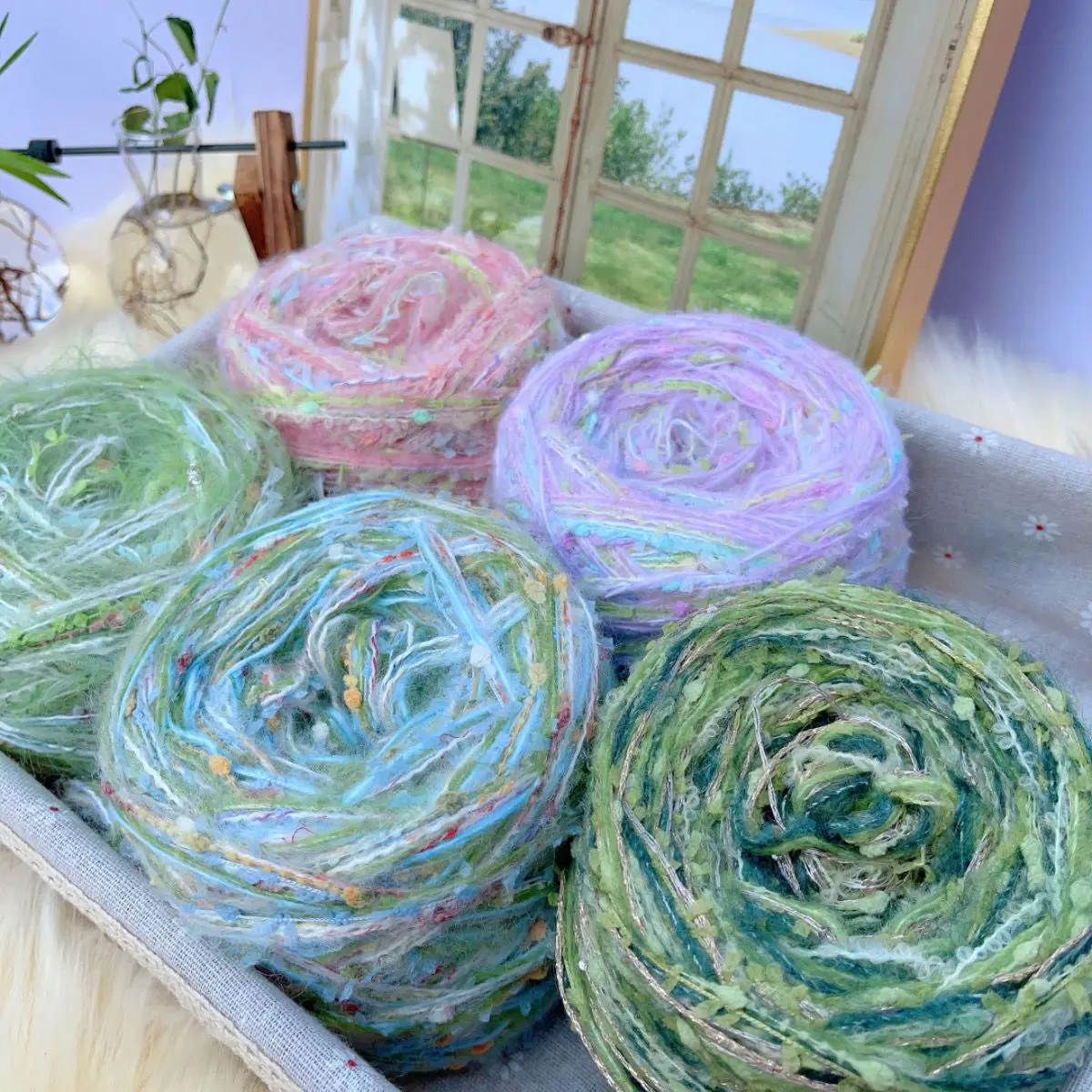 150g/pc Pastel Color Hand-Mixed Yarn Soft Fancy Thread for Crochet Knitting DIY Bags Hats&Crafts Spring Forest Series