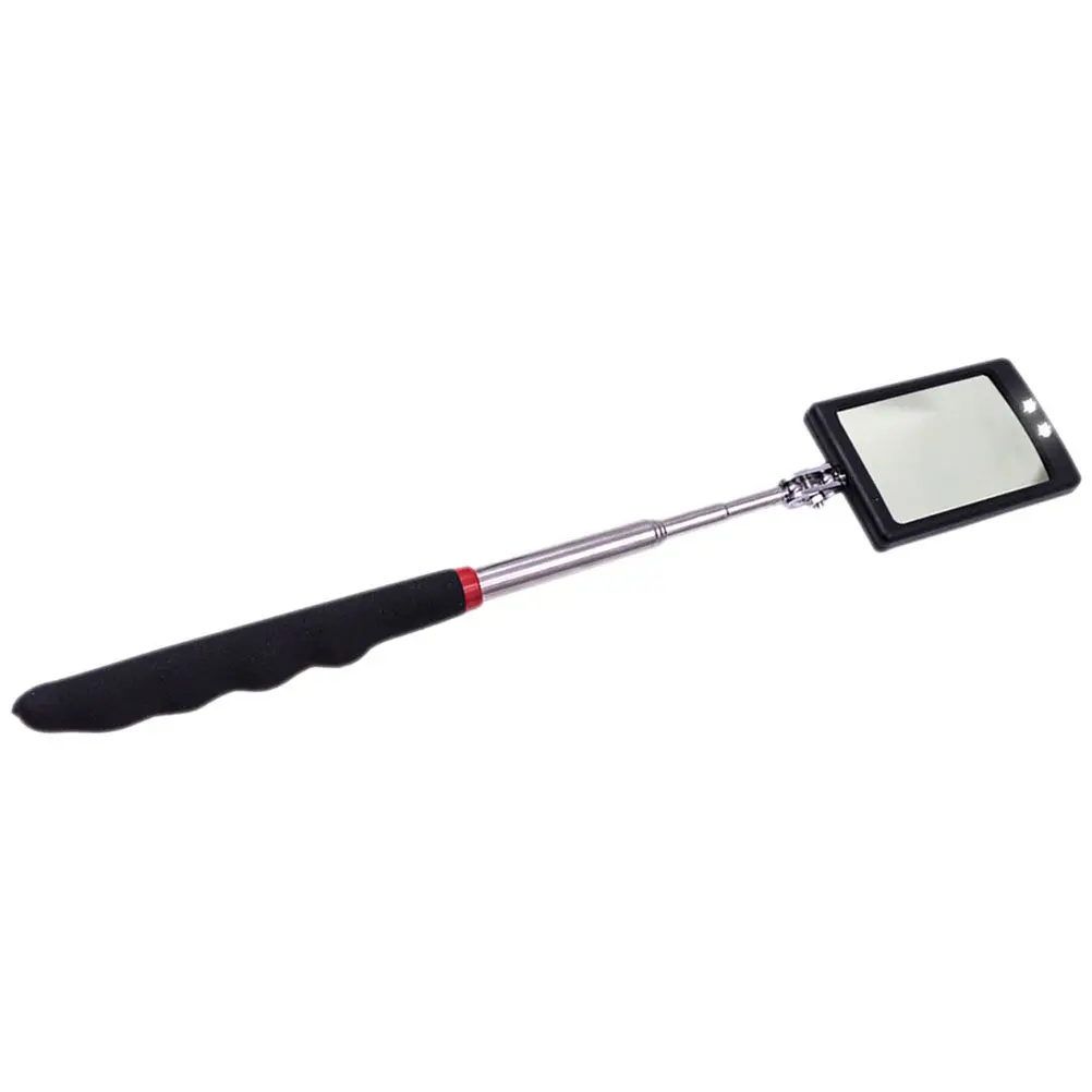 Telescoping LED Inspection Mirror with 360-Degree Swivel Dual Ball Joint Retractable Stainless Steel Mechanic Tool for Vehicle