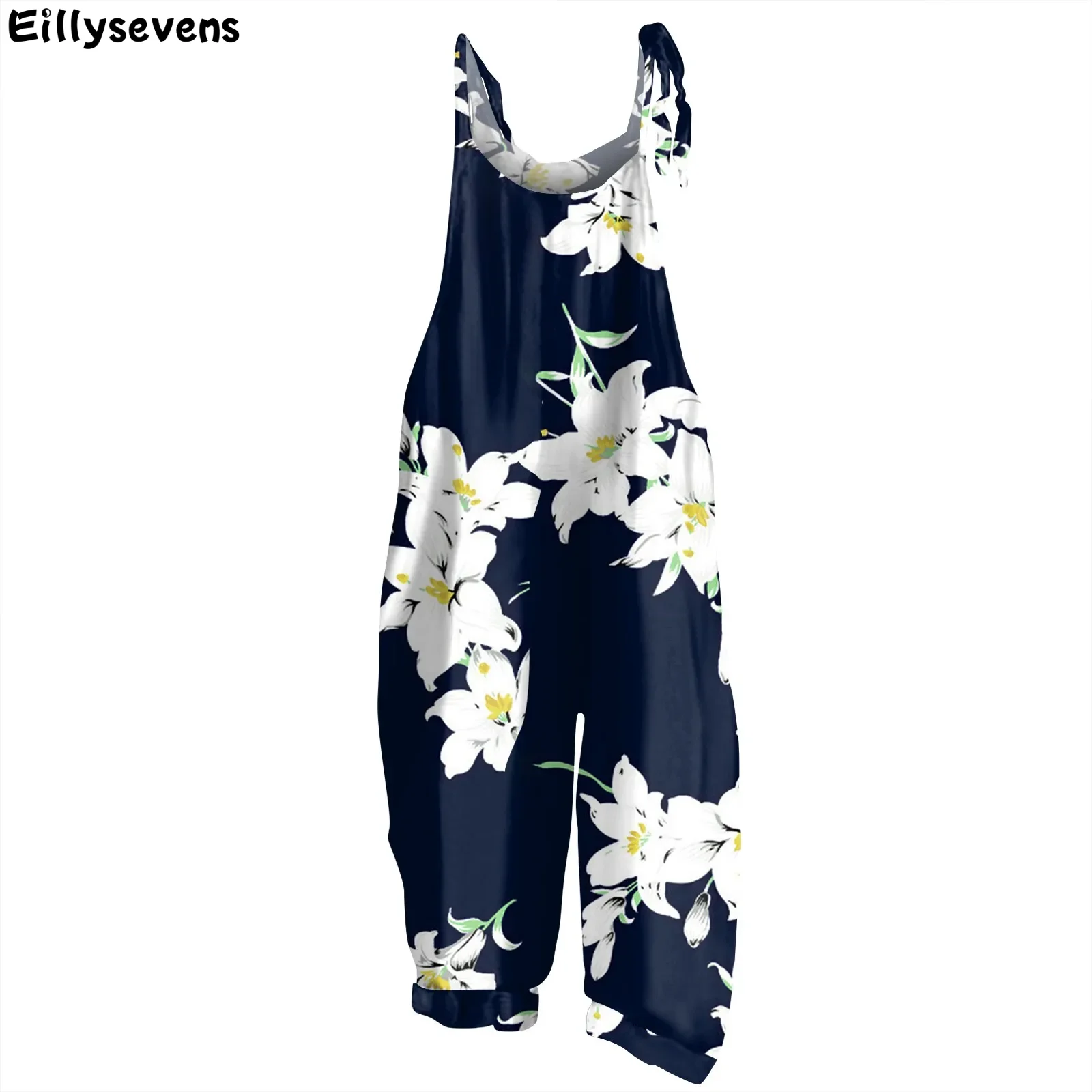 

Women's Simple versatile Jumpsuits Printed Casual Loose Overalls Retro Shoulder Straps Cotton Linen Travel shopping street wear