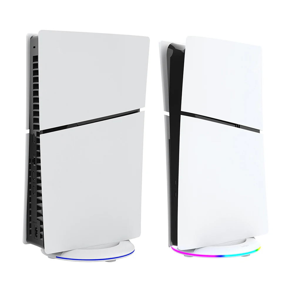 

RGB Vertical Stand with Anti-Slip Pad LED Base Gaming Stand Stable for PS5 Slim Console for PS5 Slim Disc/Digital Version