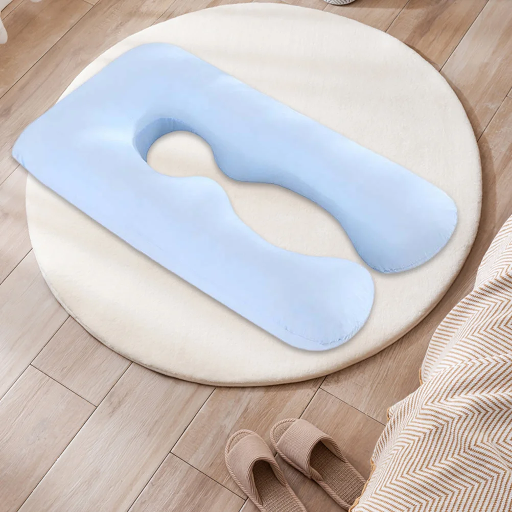 ปลอกหมอนรองครรภ์รูปตัวยู 1 ชิ้น ปลอกหมอนรองตัวยาว สีฟ้า ดีไซน์ซิป ซักได้ เพื่อความสบายในการนอนตะแคง