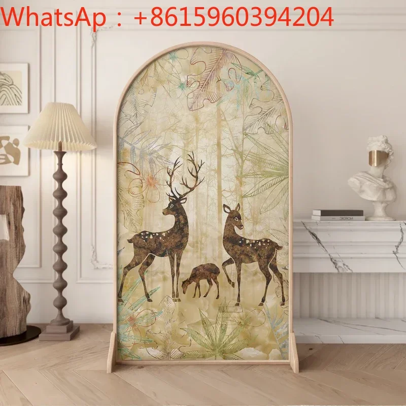 Customized Nordic screen partition living room simple modern bedroom shelter household solid wood mobile American elk entrance.