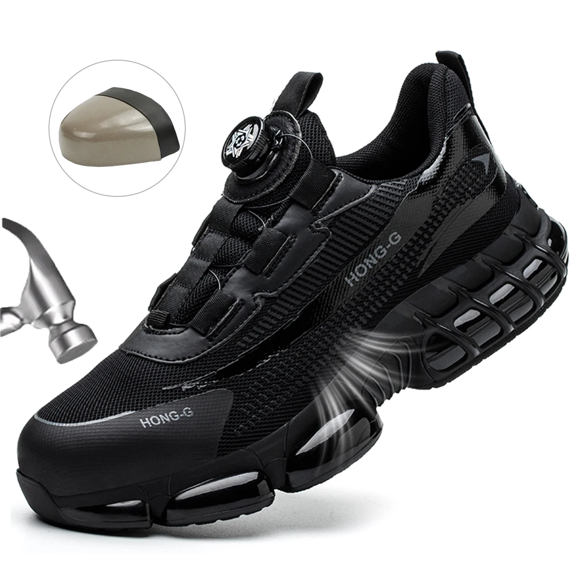 Black Safety Shoes For Men Women Sneakers Anti-smash & Puncture Resistant Non Slip Work Shoes Breathable Comfortable Outdoor Foo