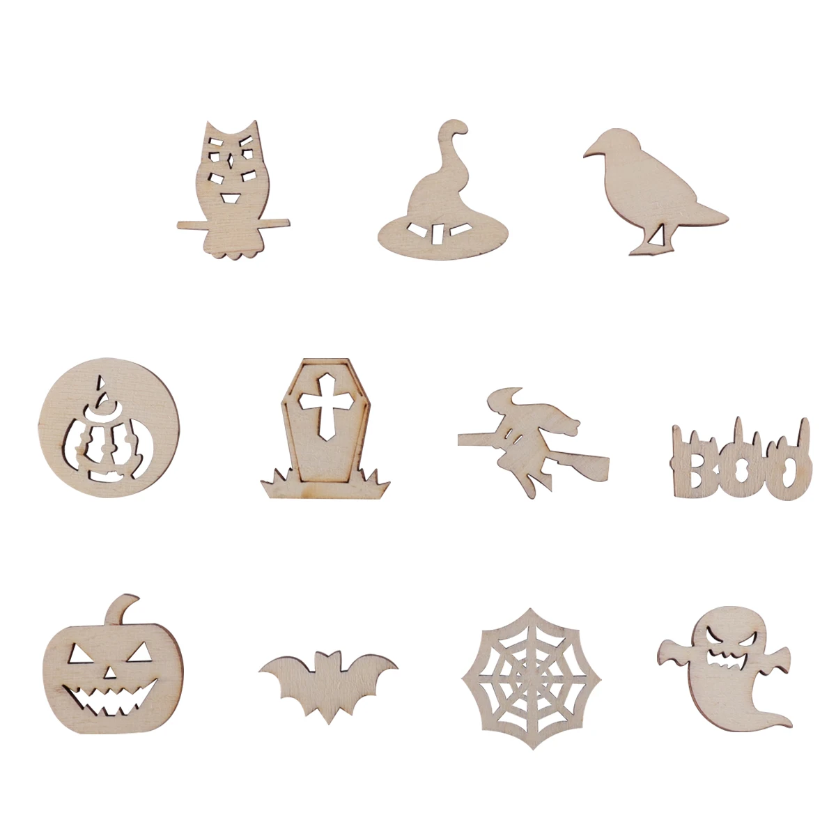 

100pcs Unfinished Wood Craft Pieces For Diy Painting Graffiti Halloween Decoration Wooden Chip Arts Crafts