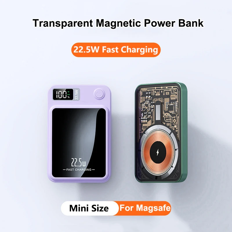 

20000mAh Magnetic Wireless Power Bank 22.5W Fast Charging Portable External Battery for Magsafe For iPhone Xiaomi Samsung Huawei