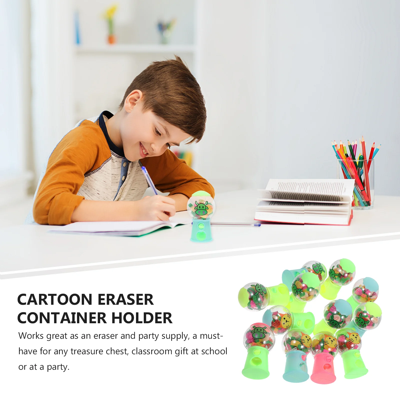 Mini distributeur de gommes, 1 pièce, jouet pour enfants, design de dessin animé, conteneur pour étudiants, fournitures de fête, cadeau