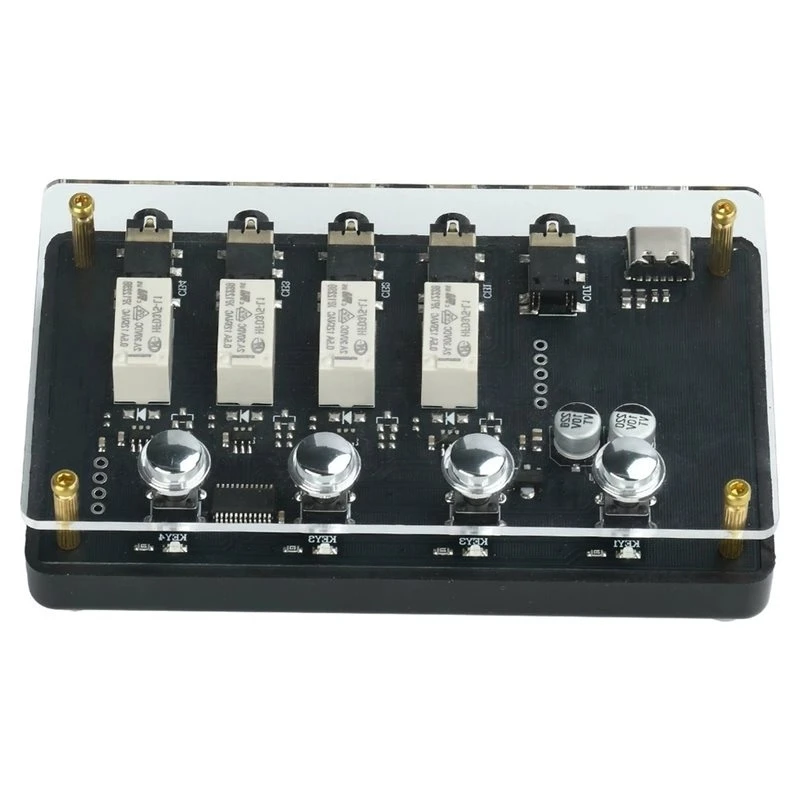 Best-DC 5V AUX 3.5MM For PC Game Console TV Amplifier Powered Relay Audio Switcher 4 In 1 Out Type C No Noise Stereo