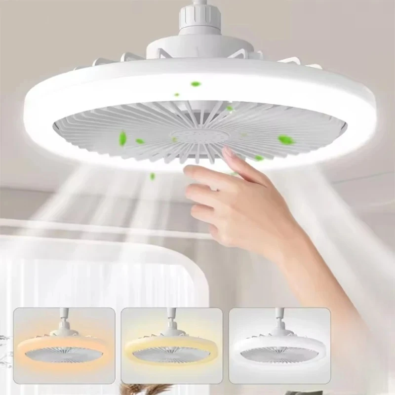 Ventilateur de plafond rotatif 3 en 1 avec lumière E27 30W LED, base de conversion, télécommande intelligente, ventilateurs de chambre à coucher, lampe, étude, cuisine, décoration de la maison