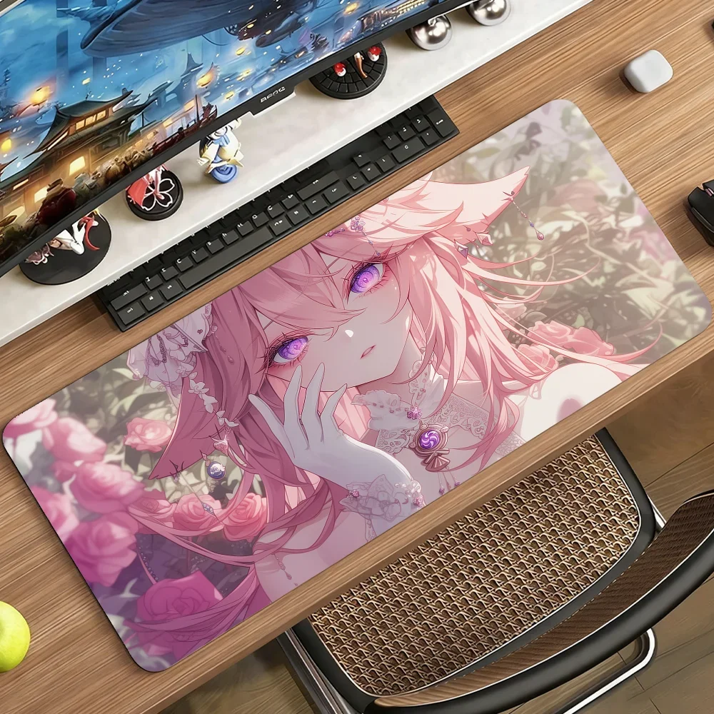 

Anime style Gaming Mouse Pad, Large Desk Mat, Anti-slip, Stitched Edges, Stylish Pink Anime Print, Extended Keyboard Mat