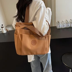 Fashion Canvas Tote Bag For Women Casual Shoulder Bag Nylon Handbag Crossbody Handbags Large Capacity with Zipper and Pockets