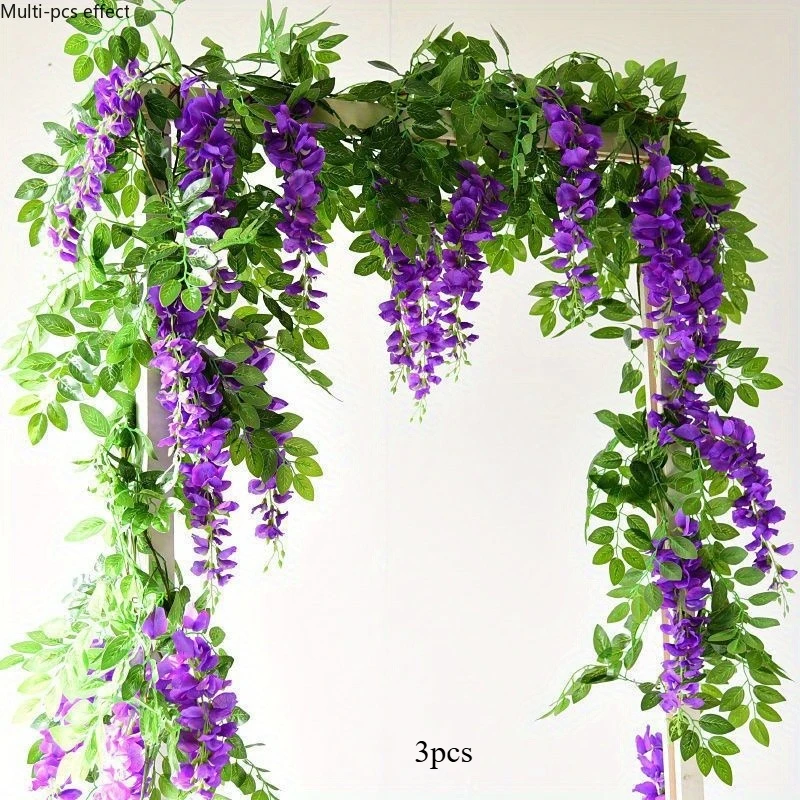 1/2 Stück Künstliche Seidenblumen Glycinia-Girlande - Dekoration für Haus und Garten Künstliche Blumenranke Rattan-Schleife für Zeremonien