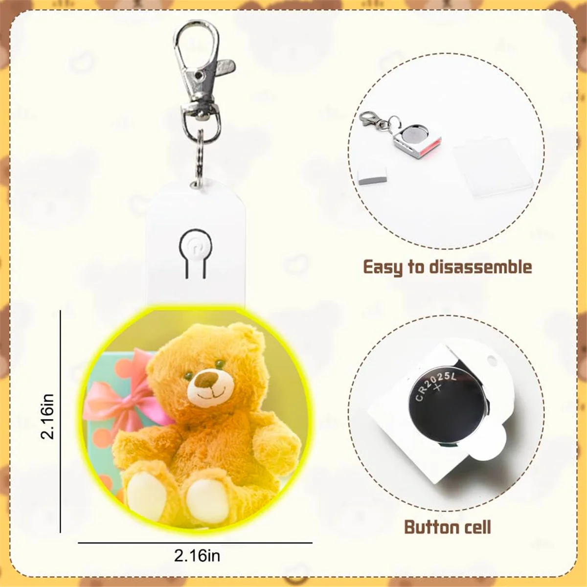 6 Pcs Sublimation Blank Keychains Heat Transfer Printing LED Acrylic KeyChains Lighted Keyrings Pendant, Round