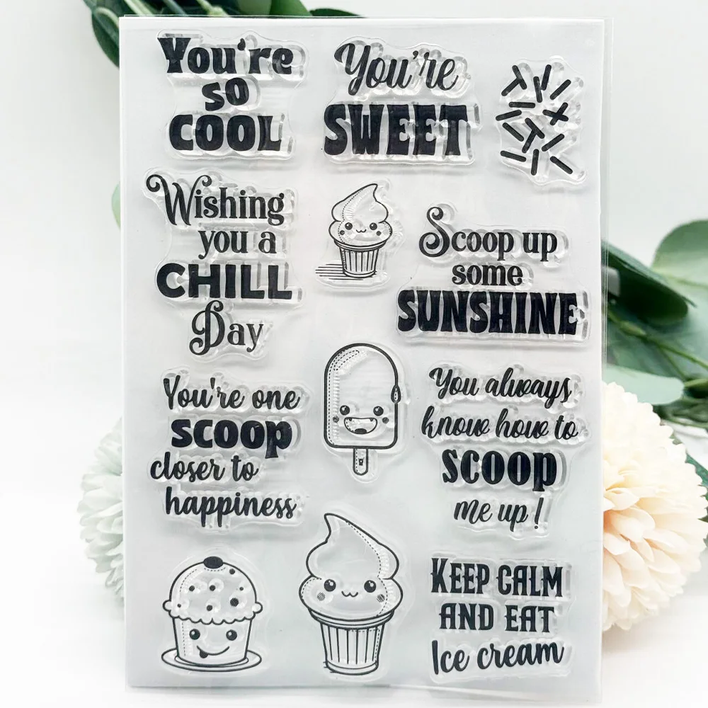 KSCRAFT Ice Cream Sentiment Stamp Cutting Dies Stencils for DIY Scrapbooking Decorative Embossing DIY Paper Cards