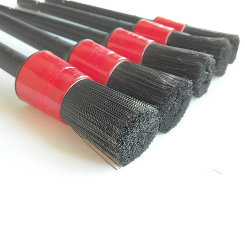 5-Pack Car Cleaning Brush Set Long Soft Bristle Tire Brush and 5 Different Sizes Boar Bristle and Synthetic Fiber Detail Brushes