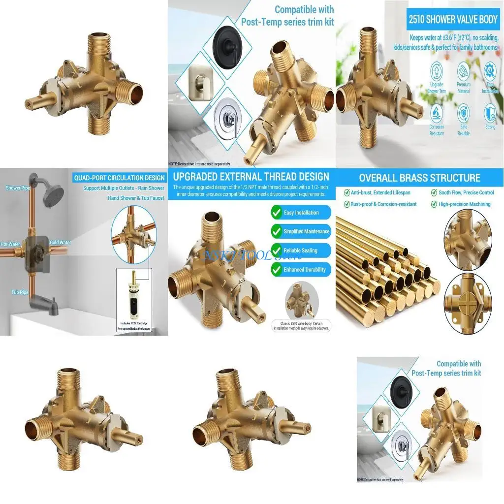 

L8RC Universal Brass Valves 2510~WL Flexible 4 Port Brass Valves for PEX & IPS Pipes