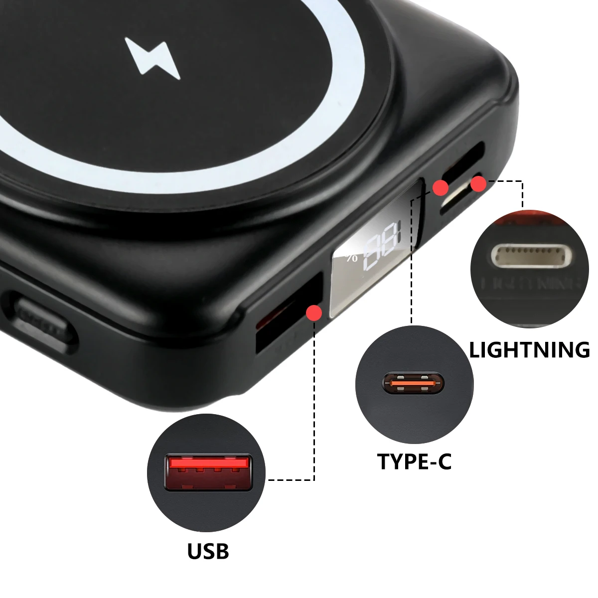 باور بانك لاسلكي مغناطيسي 10000 مللي أمبير في الساعة شحن بطارية خارجية محمولة لهاتف آيفون 16 15 14 13