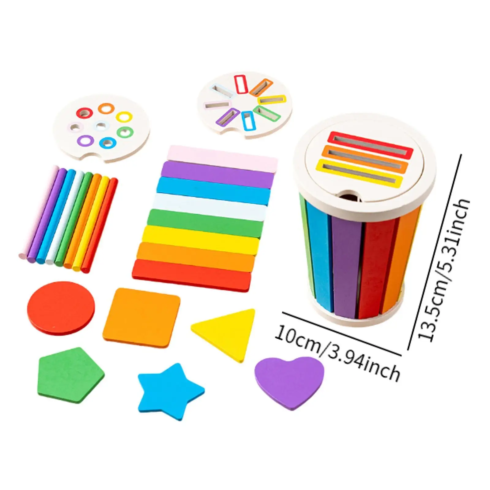 Wooden Rainbow Stack Set,Montessori Puzzle Stacking Blocks,Wooden Building Blocks Set for Ages 4-6 Years Toddlers Gifts