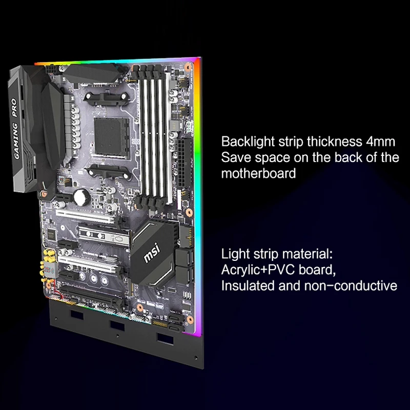 Computer Motherboard RGB Backlight Panel, 5V ARGB Divine Light Pollution, New Strong Compatibility for MATX/ATX M/B Backplate