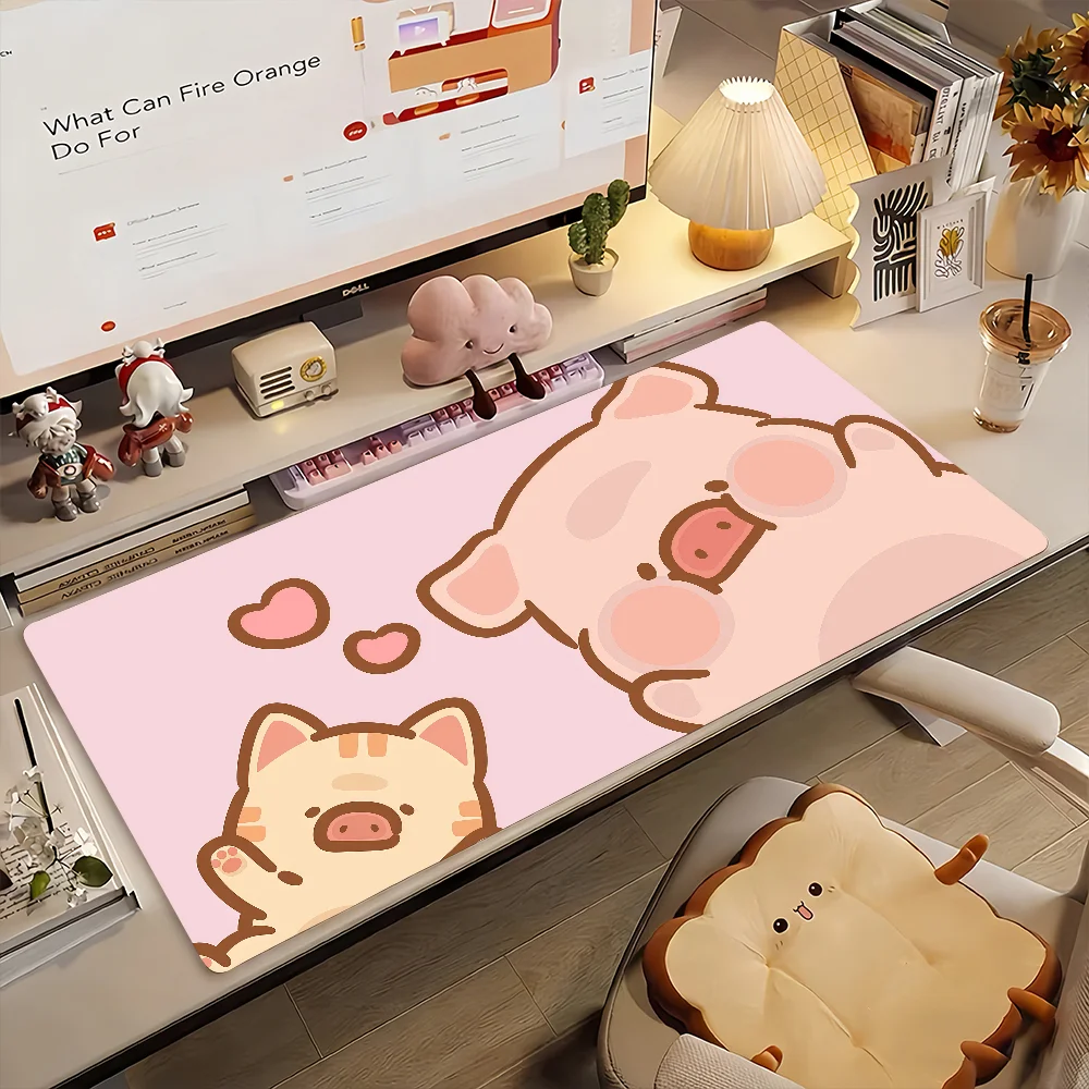 

Мультяшный коврик для мыши Kawaii LuLu the Piggy, милый, нескользящий, резиновый, для геймеров, балансирующий, компьютерный коврик, декоративный настольный коврик, для ноутбука, офисный, большой