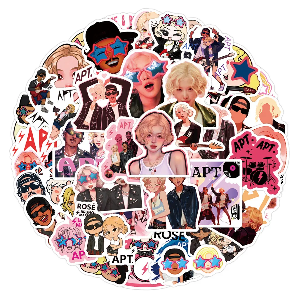55 قطعة من ملصقات جرافيتي APT Song Rosé - ديكور DIY للدراجات البخارية وأجهزة الكمبيوتر المحمولة