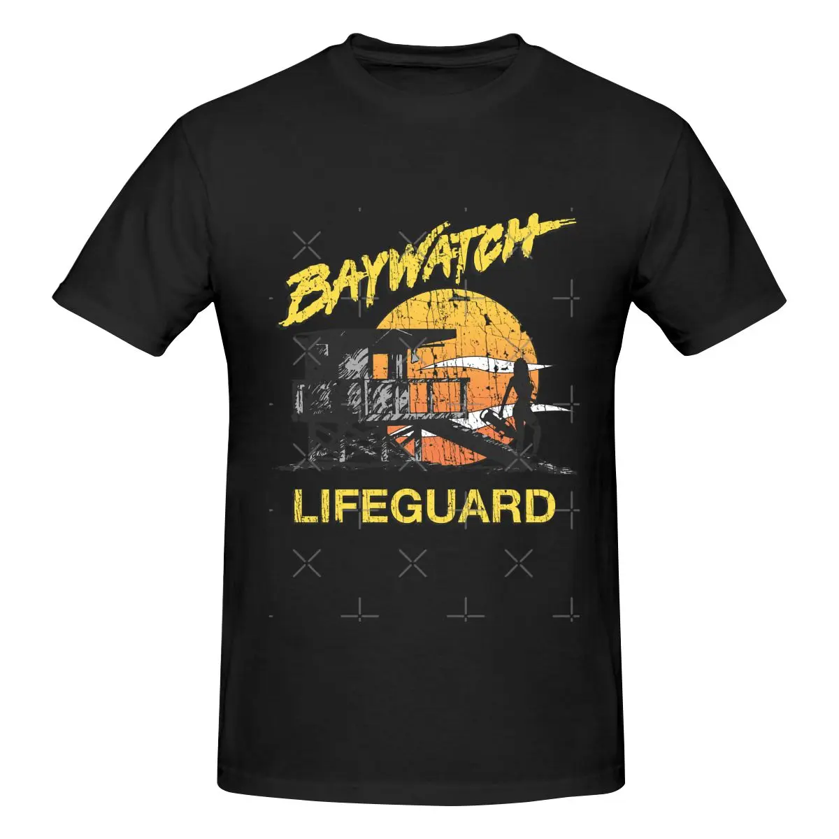 Funny Baywatch Lifeguard Sunset 1989 Active Men's T-shirt Printed Tops are loose and slim fit Women's T-shirts